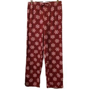 Men’s Festive Fun Pajama Lounge Christmas PJ Pants Snowflake Print Red Size L/XL